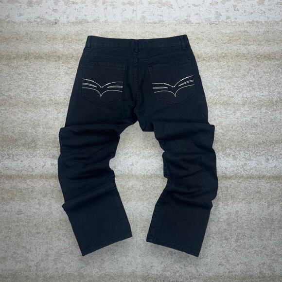 Vintage Skater Jeans Jeanetix Jet Black Wash Straight Fit Denim Rap Style Y2K